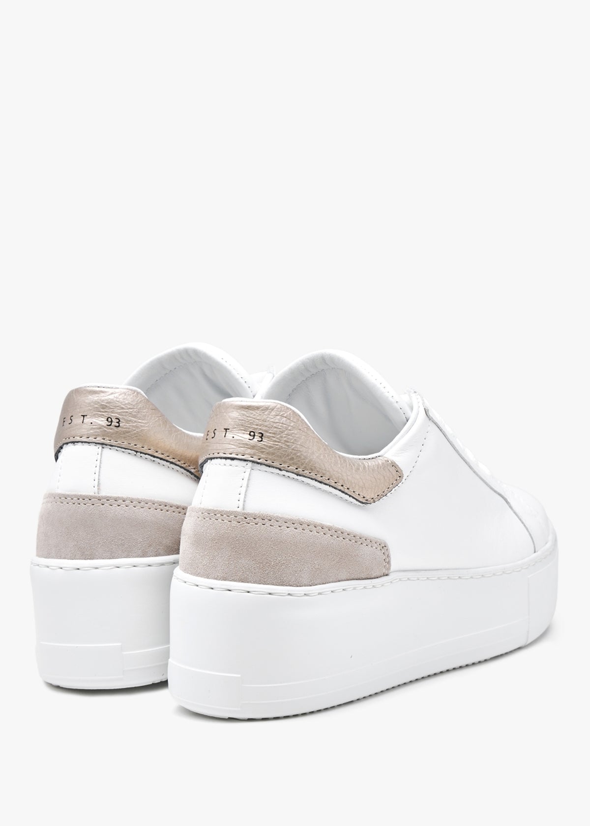 Sibley White Leather Gold Flash Flatform Trainers