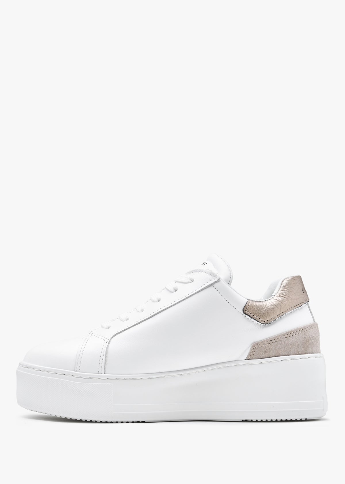 Sibley White Leather Gold Flash Flatform Trainers