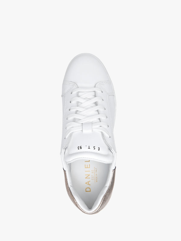 Sibley White Leather Gold Flash Flatform Trainers