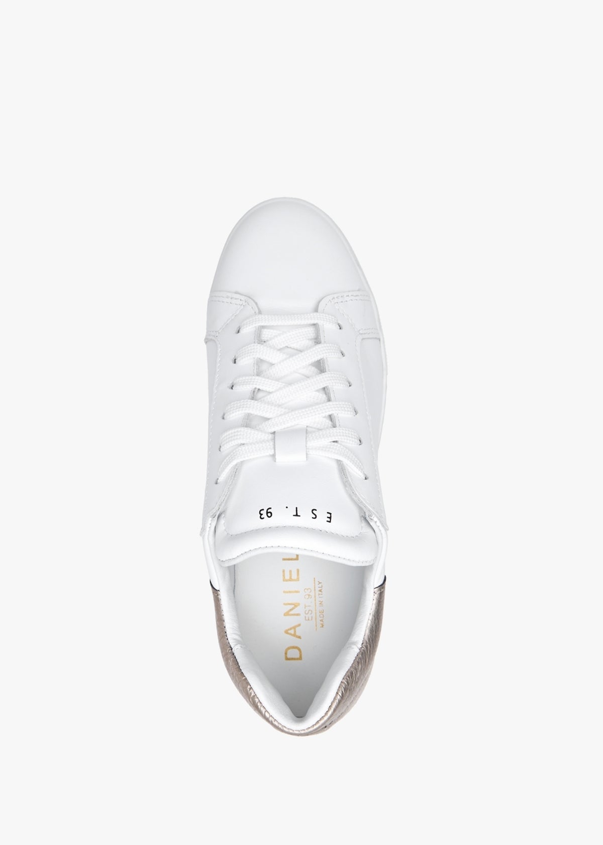 Sibley White Leather Gold Flash Flatform Trainers