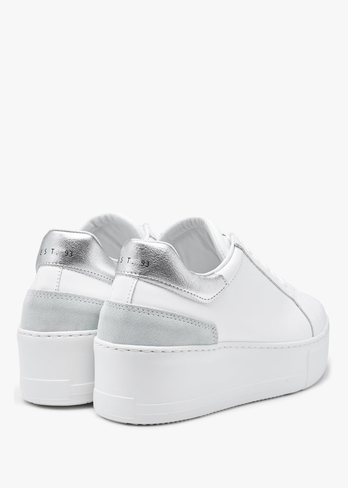 Sibley White Leather Silver Flash Flatform Trainers