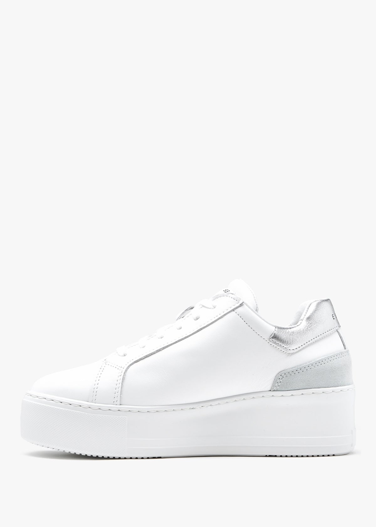 Sibley White Leather Silver Flash Flatform Trainers