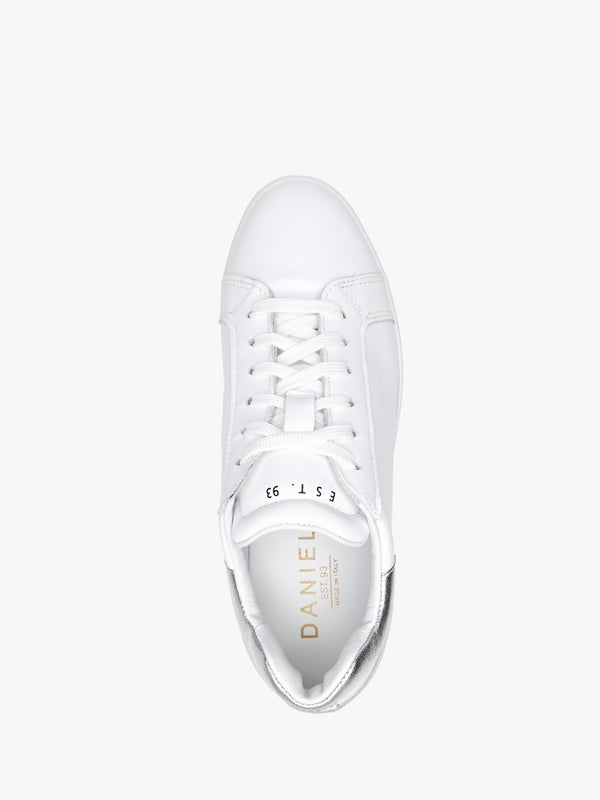 Sibley White Leather Silver Flash Flatform Trainers