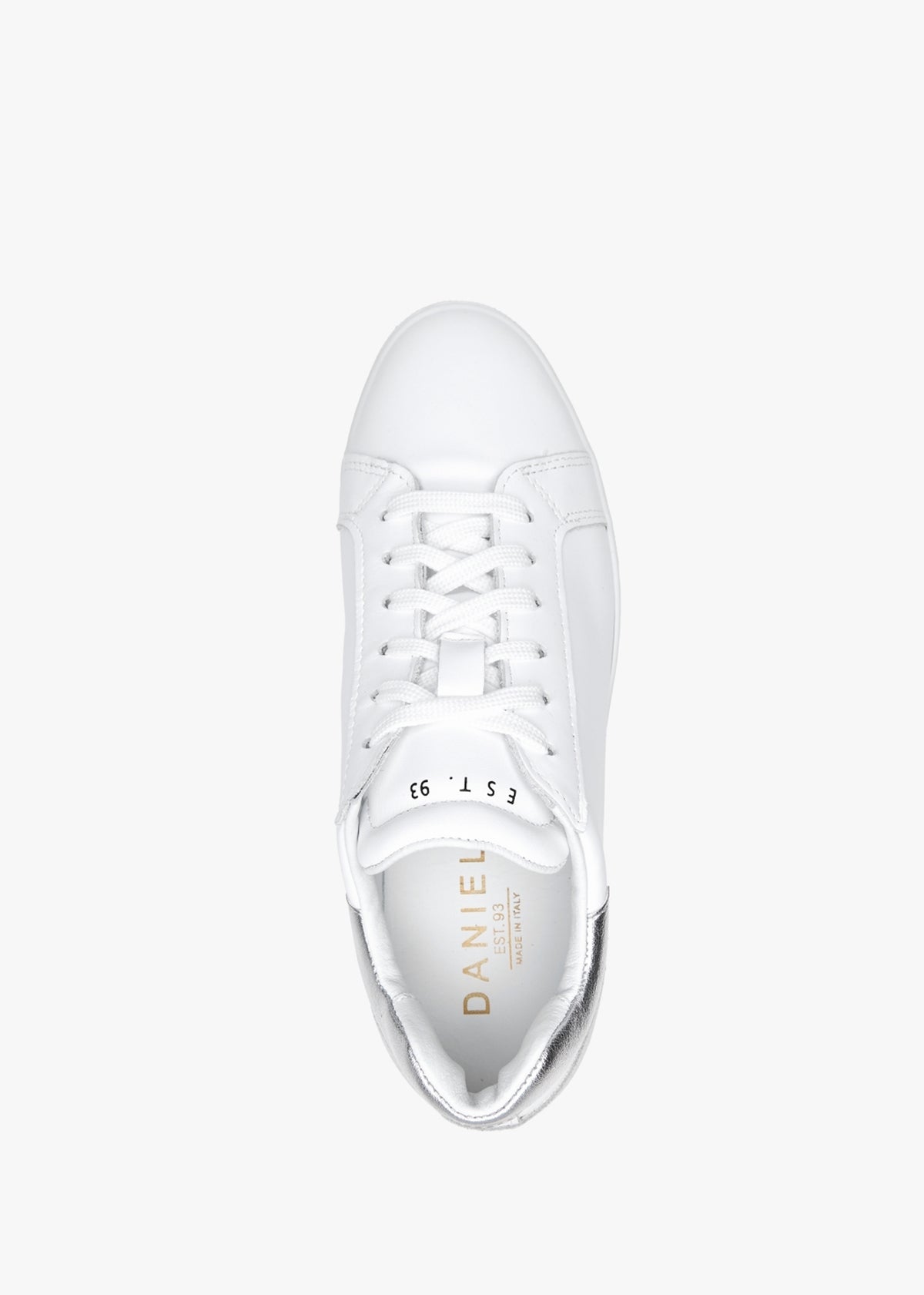 Sibley White Leather Silver Flash Flatform Trainers