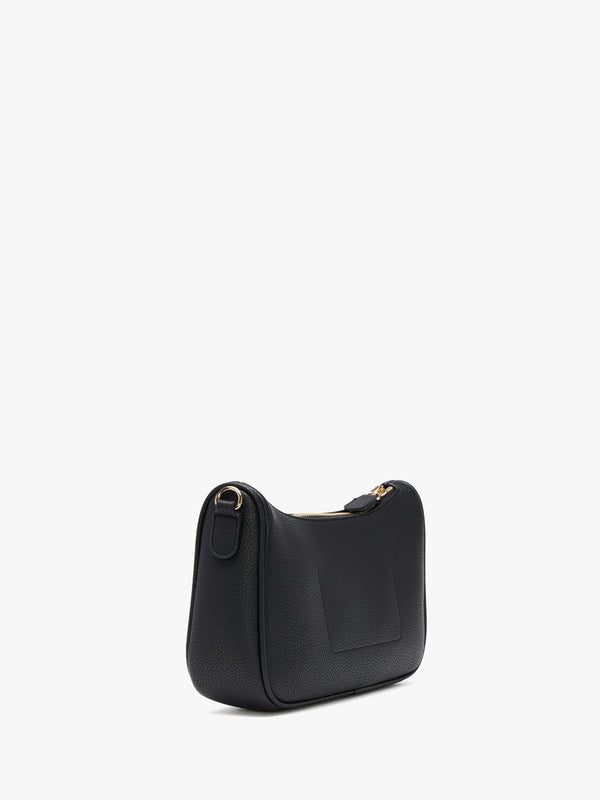 Lilly Black Silver Pebbled Baguette Bag