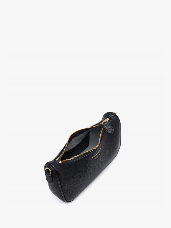Lilly Black Silver Pebbled Baguette Bag