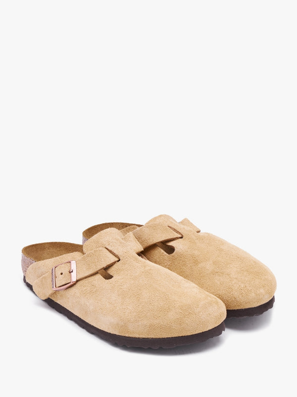 Boston Latte Cream Suede Leather Clogs