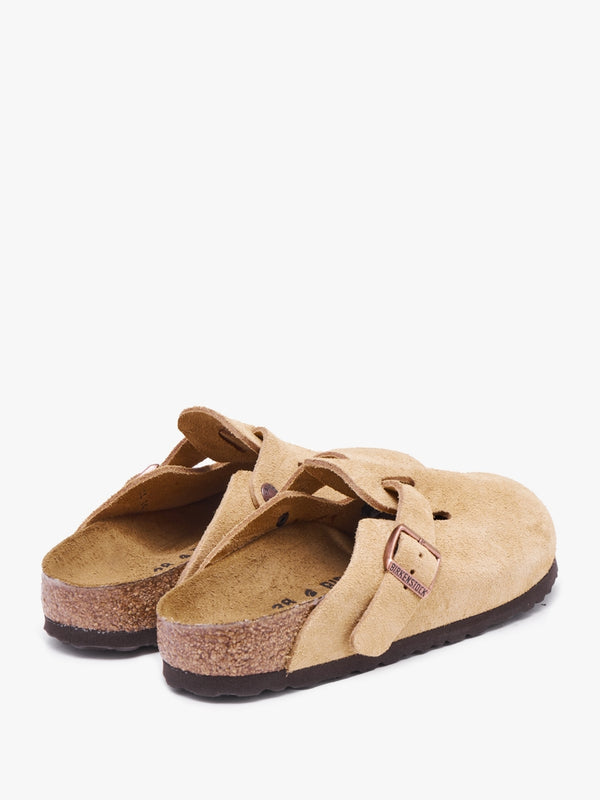 Boston Latte Cream Suede Leather Clogs