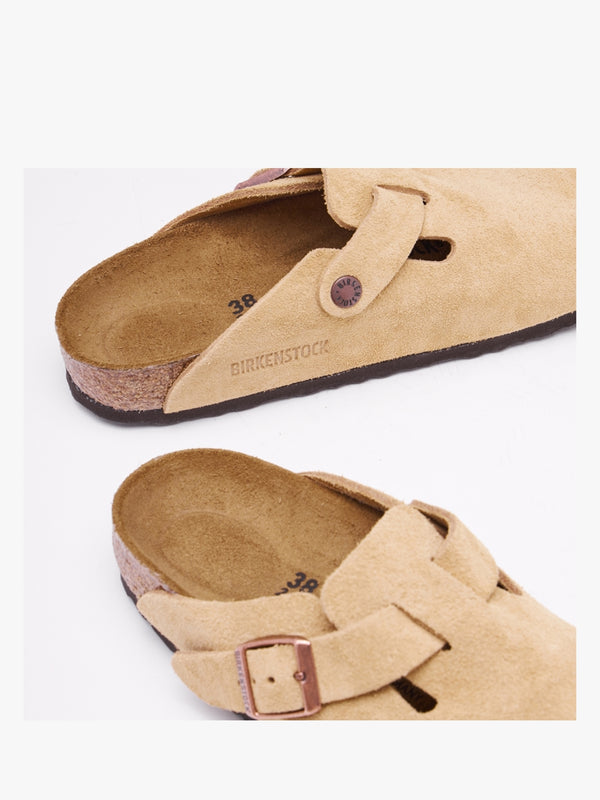 Boston Latte Cream Suede Leather Clogs