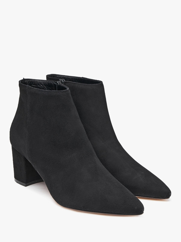 Alia Black Suede Block Heel Ankle Boots