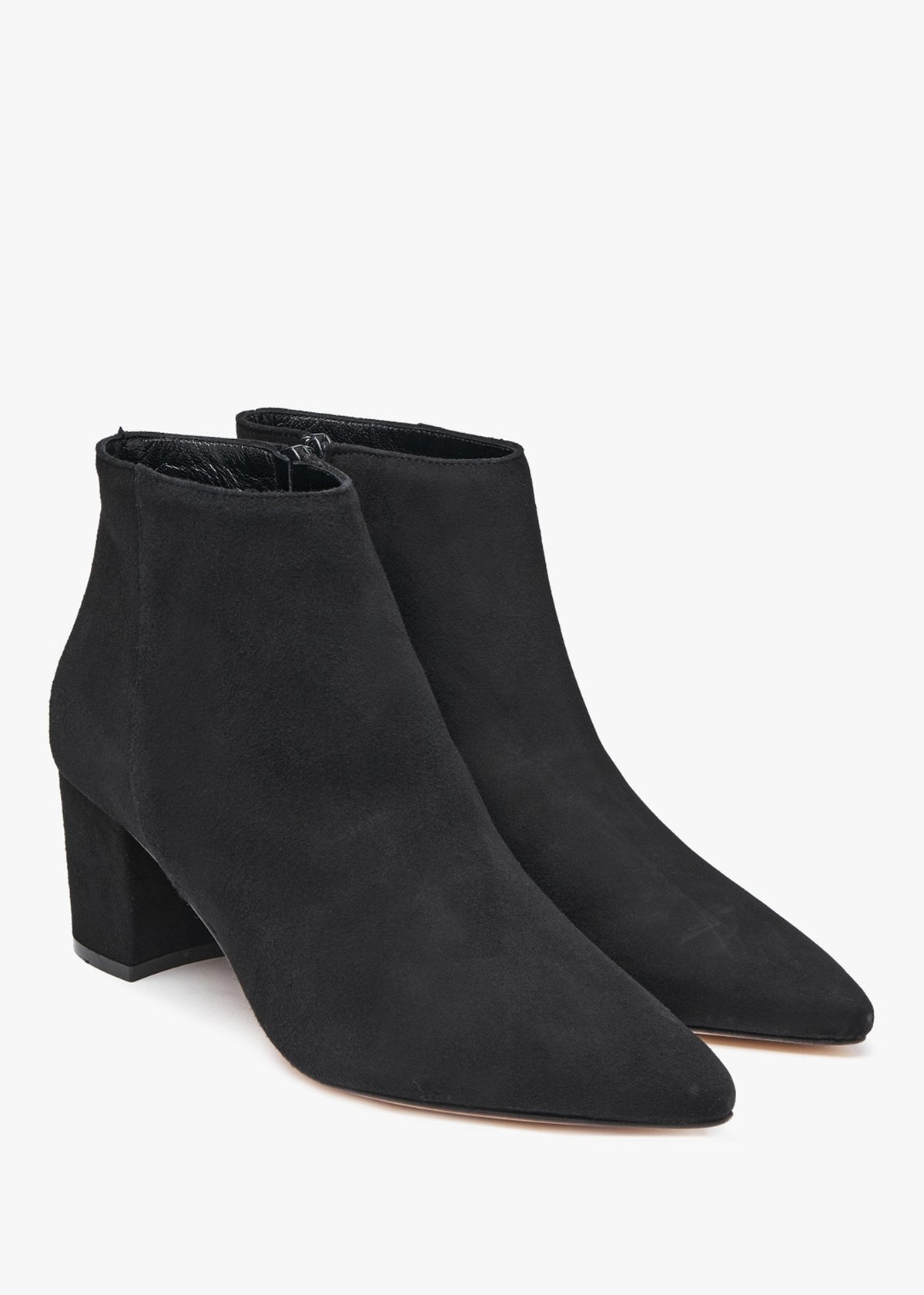Alia Black Suede Block Heel Ankle Boots