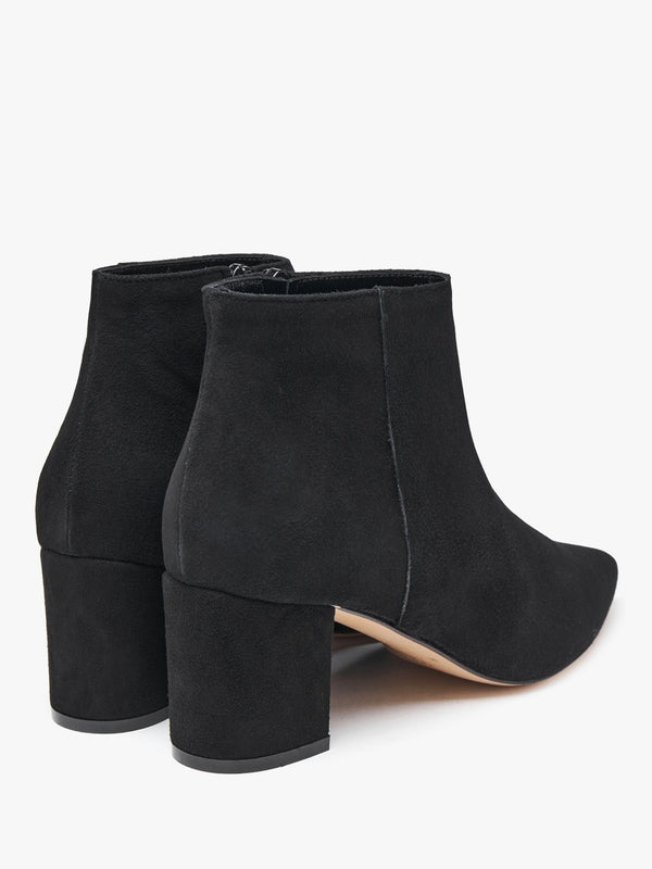 Alia Black Suede Block Heel Ankle Boots