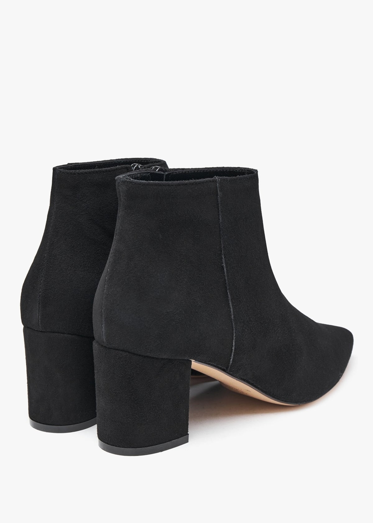 Alia Black Suede Block Heel Ankle Boots