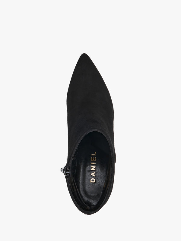 Alia Black Suede Block Heel Ankle Boots