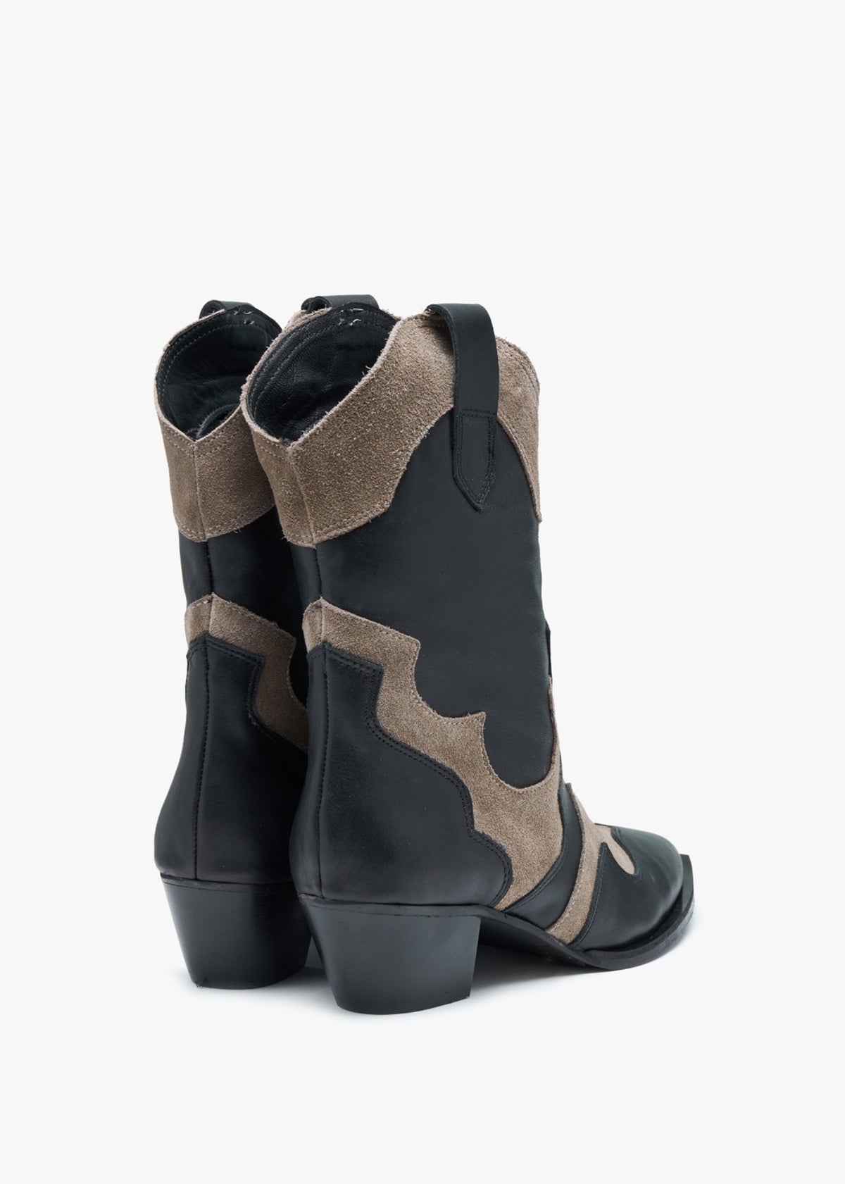 Bandana Black Leather Western Calf Boots