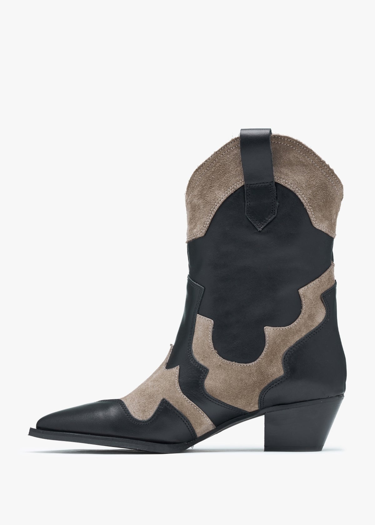 Bandana Black Leather Western Calf Boots