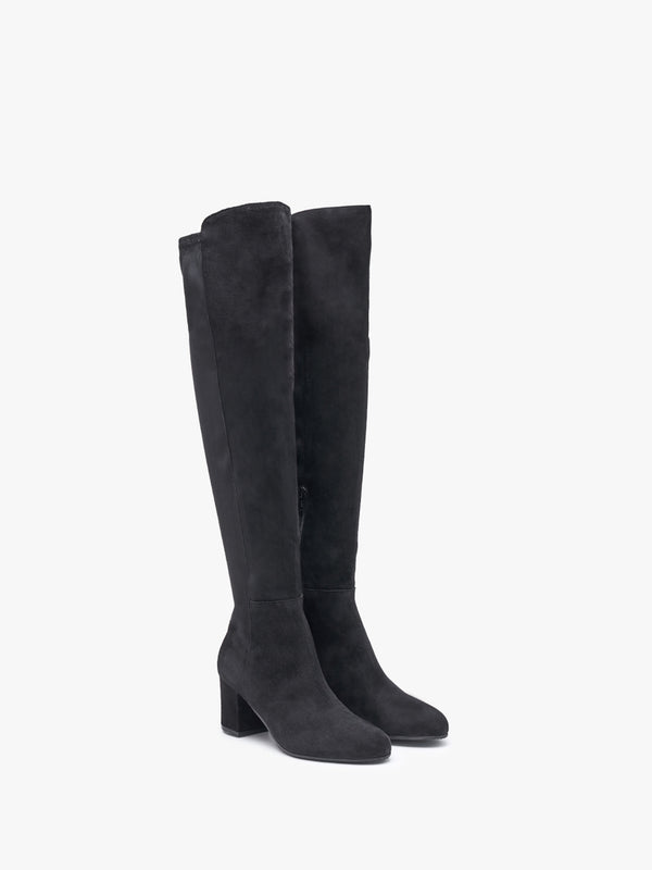 Gloria Black Suede Over The Knee Boots