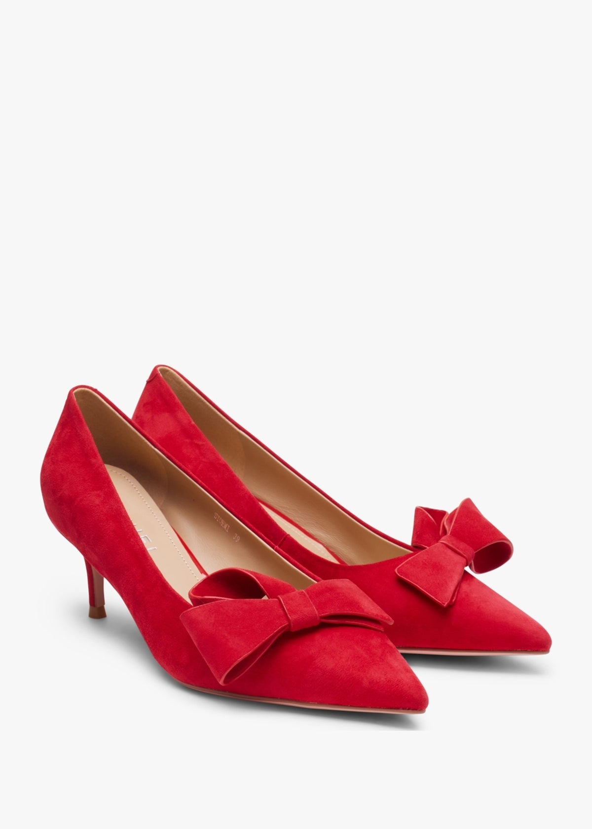Stormi Red Suede Kitten Heel Court Shoes