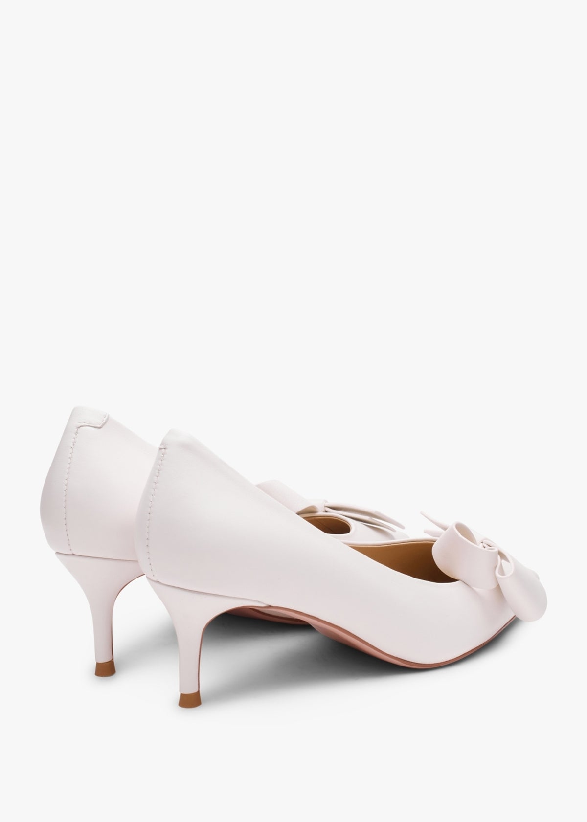 Stormi White Leather Kitten Heel Court Shoes
