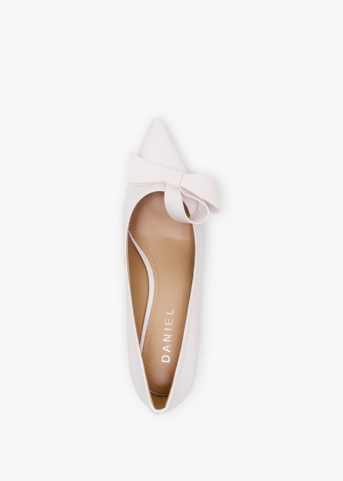 Stormi White Leather Kitten Heel Court Shoes