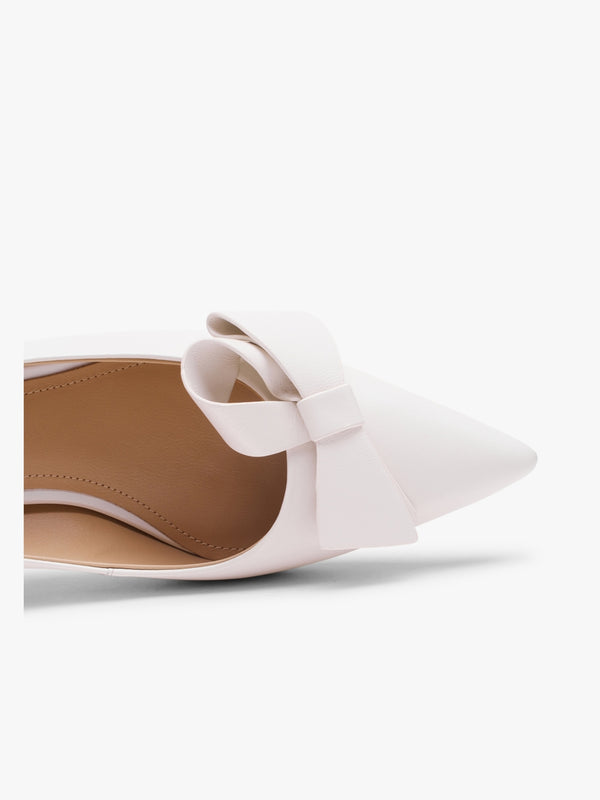 Stormi White Leather Kitten Heel Court Shoes