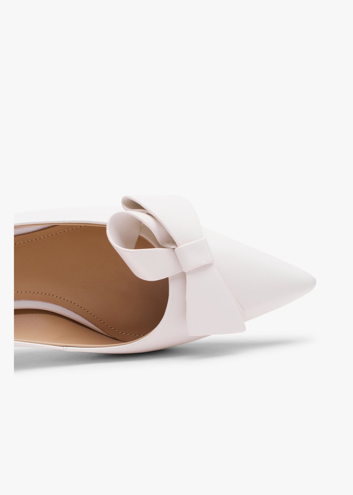 Stormi White Leather Kitten Heel Court Shoes