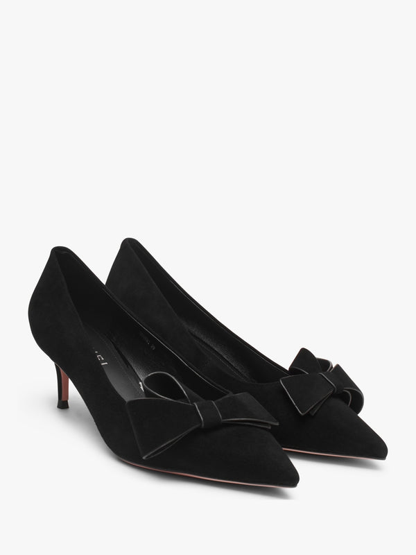 Stormi Black Suede Kitten Heel Court Shoes