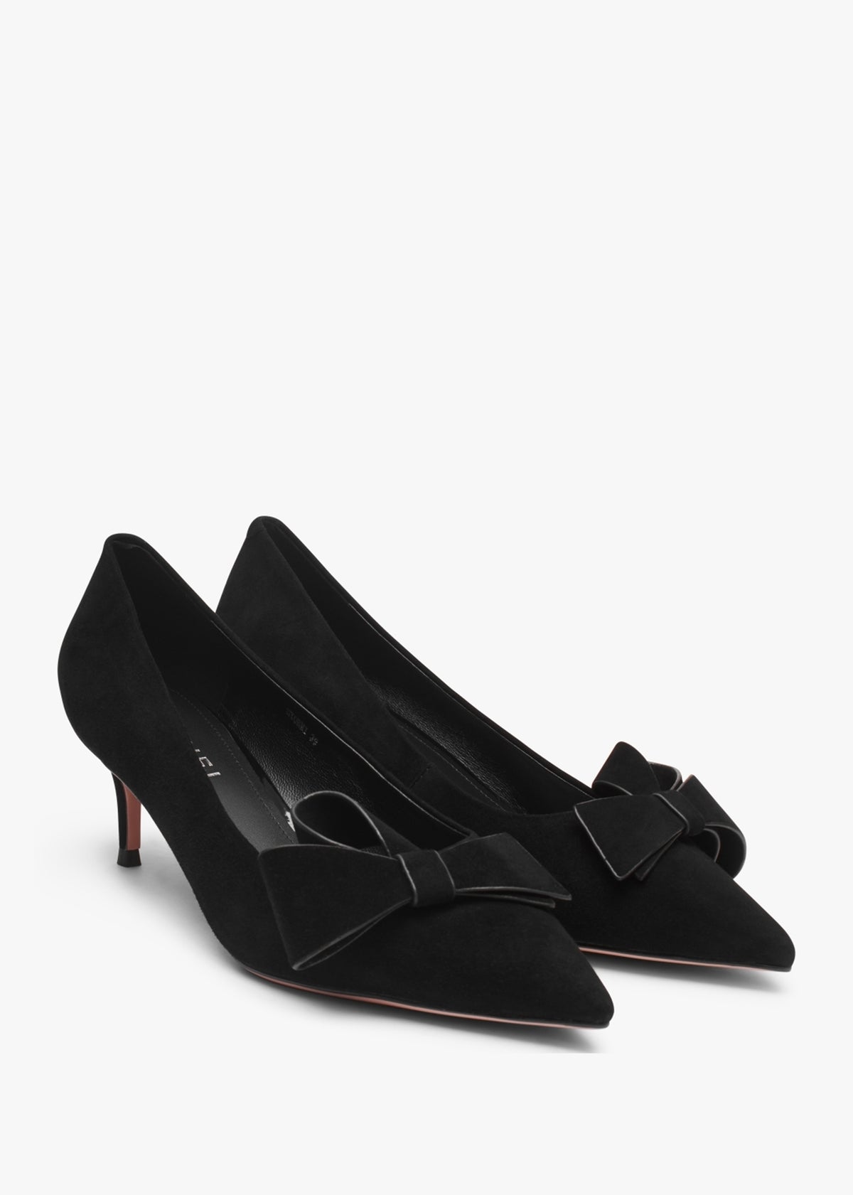 Stormi Black Suede Kitten Heel Court Shoes