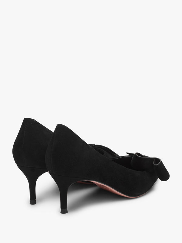 Stormi Black Suede Kitten Heel Court Shoes