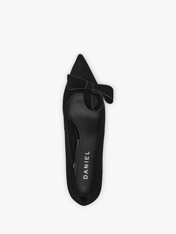 Stormi Black Suede Kitten Heel Court Shoes