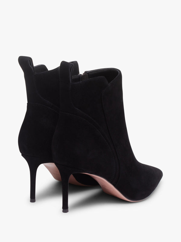 Sydney Black Suede Heeled Ankle Boots
