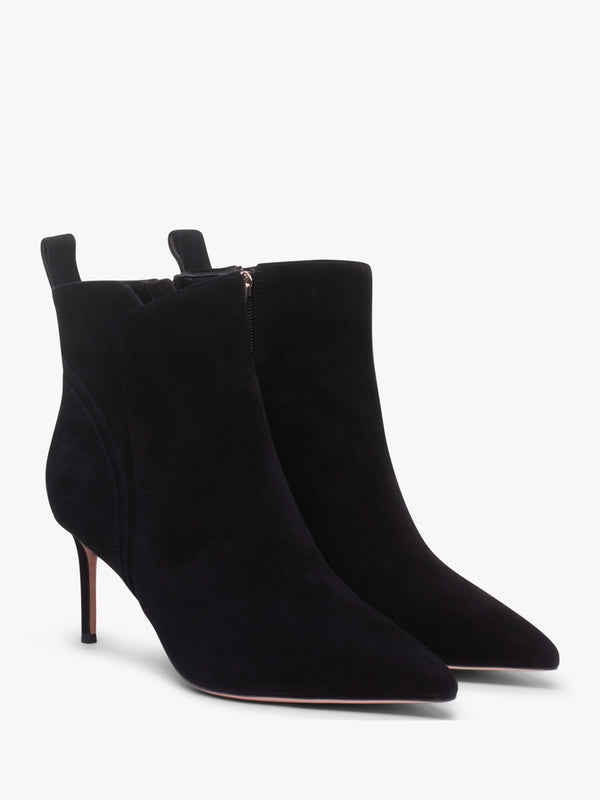 Sydney Black Suede Heeled Ankle Boots