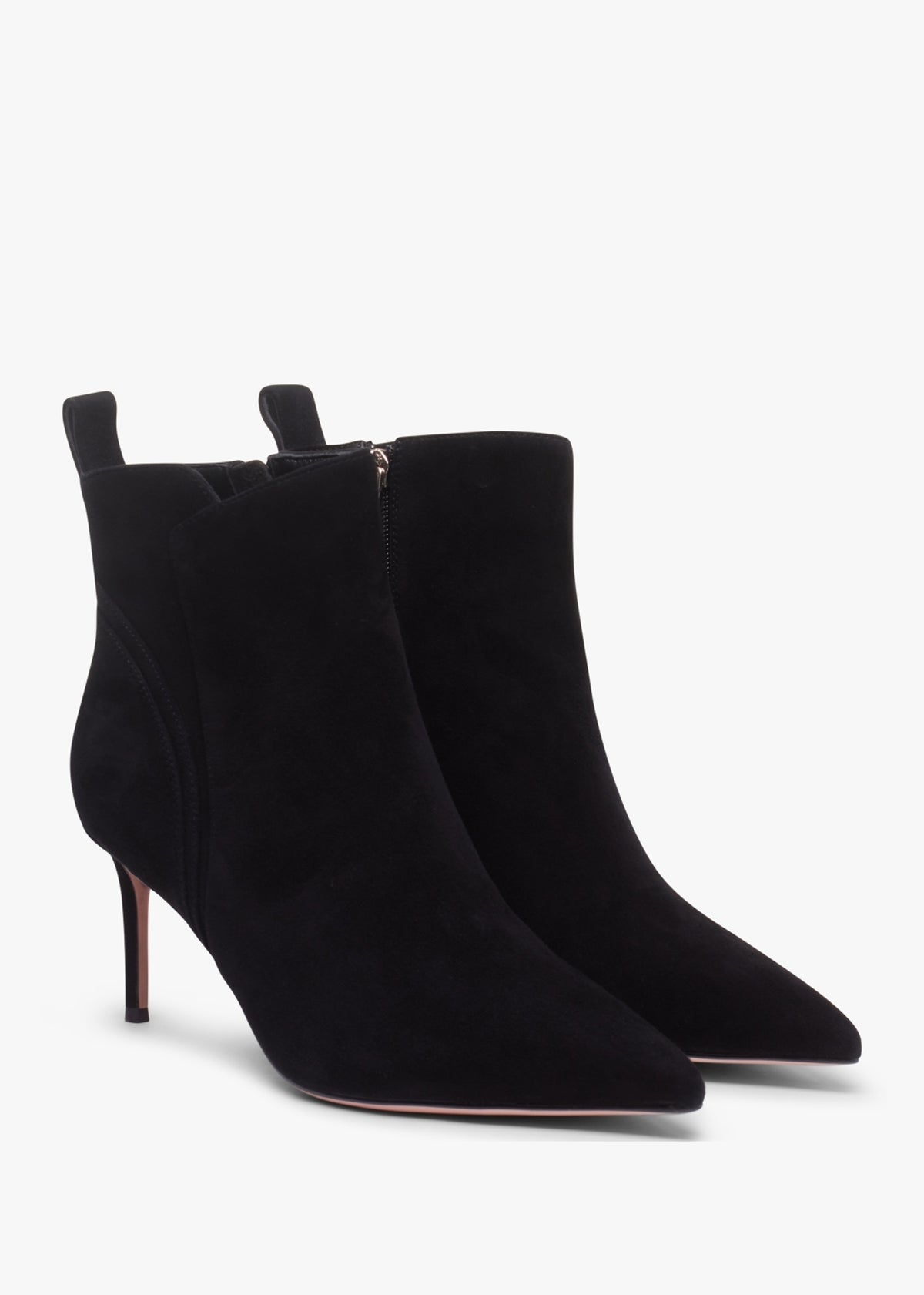 Sydney Black Suede Heeled Ankle Boots