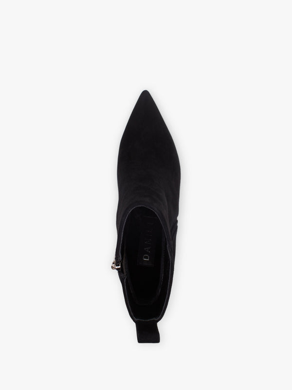 Sydney Black Suede Heeled Ankle Boots