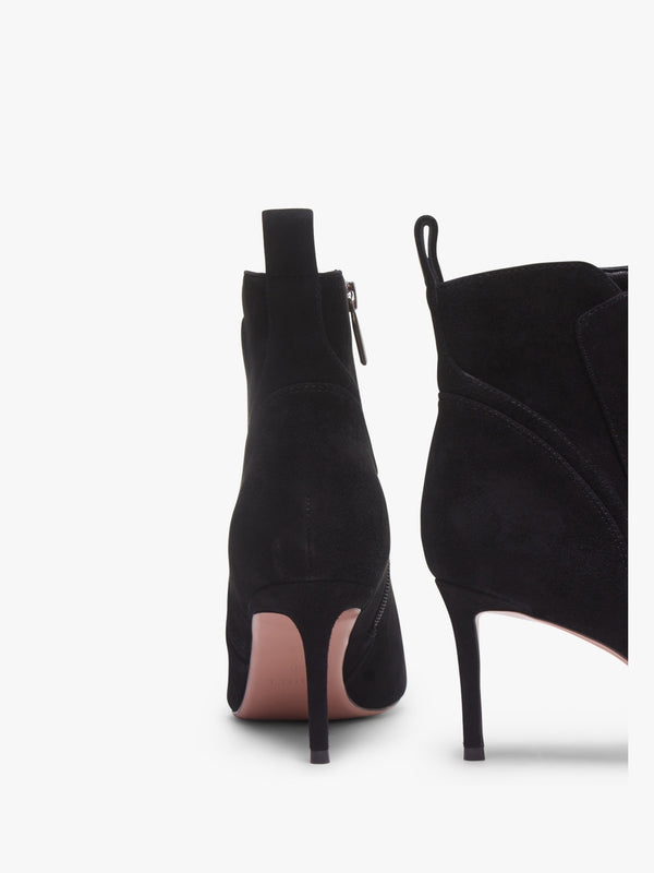 Sydney Black Suede Heeled Ankle Boots