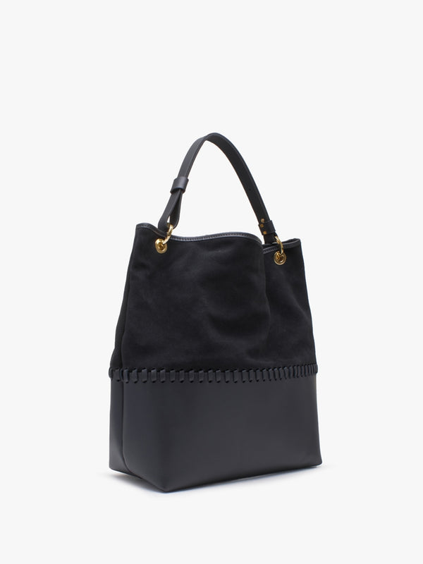 Christian Villa Grey Leather & Suede Slouchy Hobo Bag