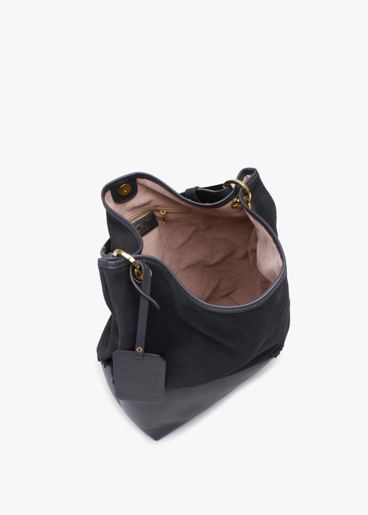 Christian Villa Grey Leather & Suede Slouchy Hobo Bag