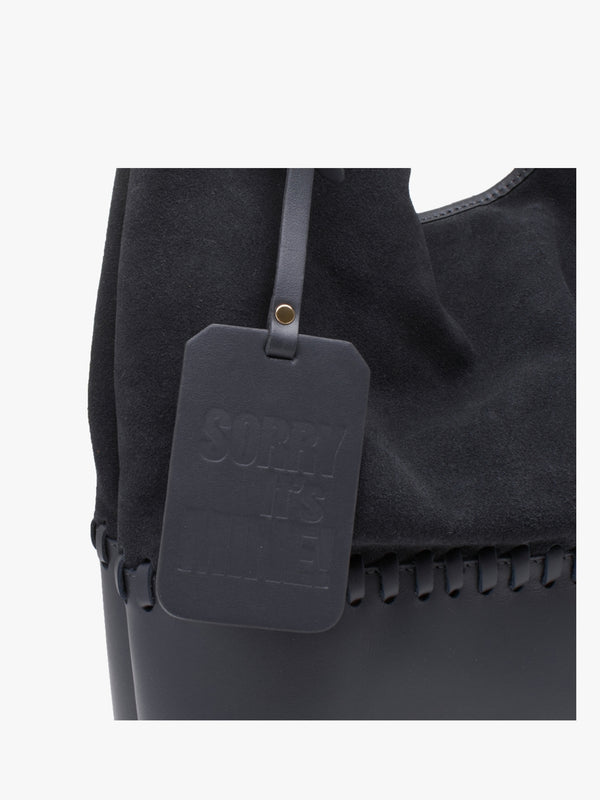 Christian Villa Grey Leather & Suede Slouchy Hobo Bag