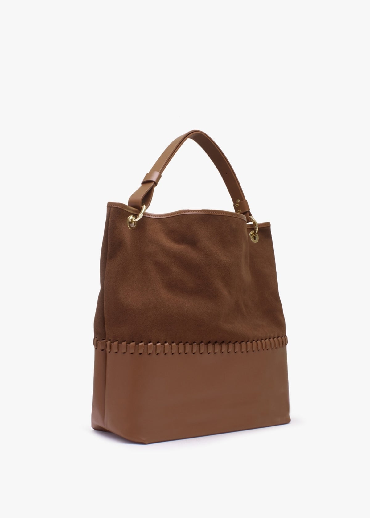 X Christian Villa Tan Leather & Suede Slouchy Hobo Bag