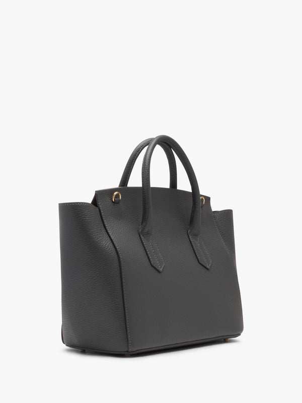 X Christian Villa Grey Tumbled Leather Satchel Bag
