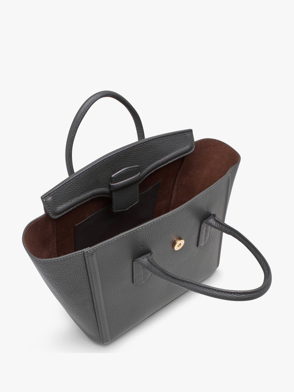 X Christian Villa Grey Tumbled Leather Satchel Bag