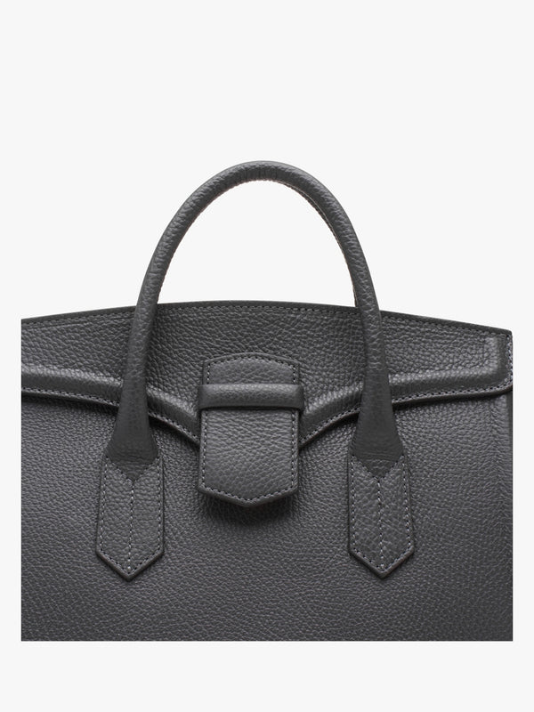 X Christian Villa Grey Tumbled Leather Satchel Bag