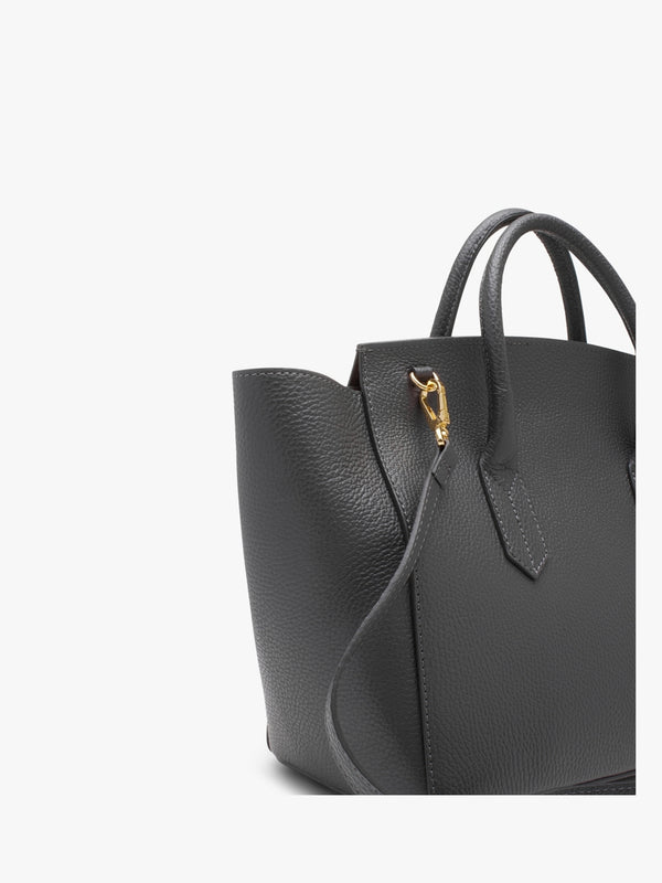 X Christian Villa Grey Tumbled Leather Satchel Bag