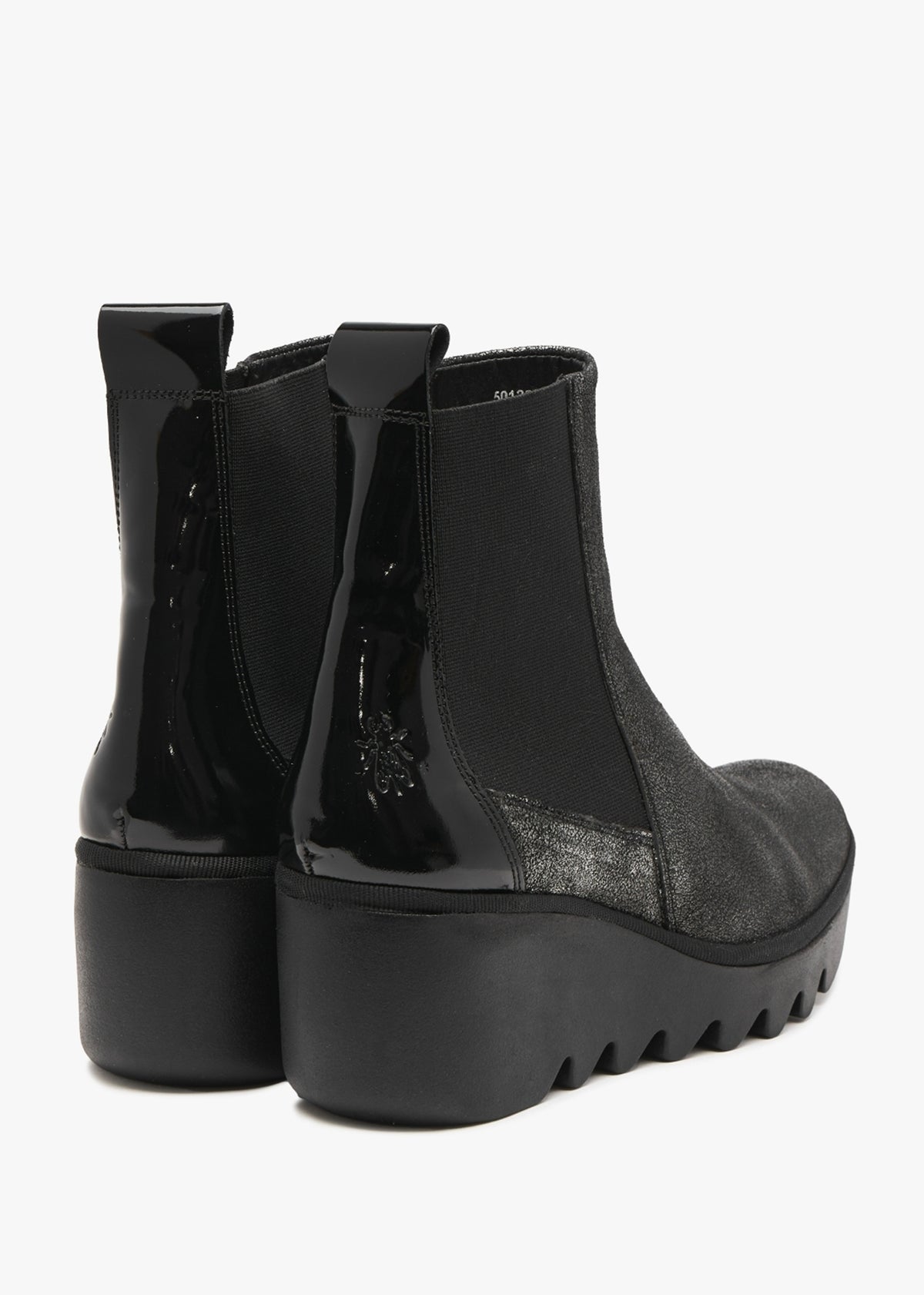 Womens Bagu Leather Wedge Chelsea Boots in Silver Black
