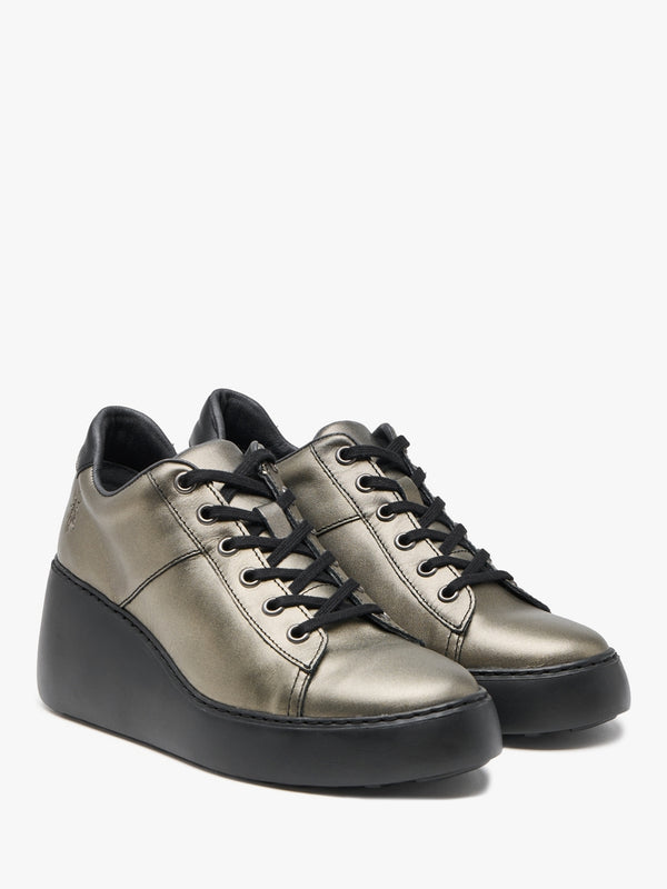 Delf Graphite Leather Wedge Trainers
