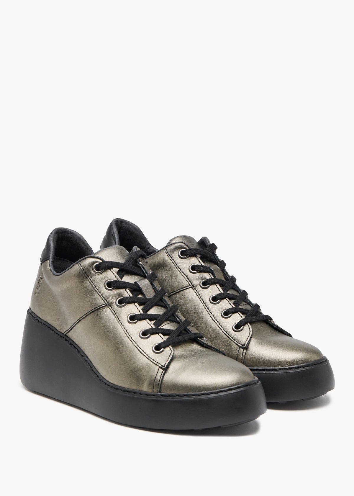 Delf Graphite Leather Wedge Trainers