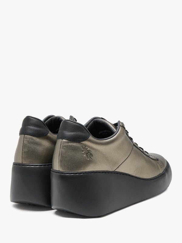 Delf Graphite Leather Wedge Trainers