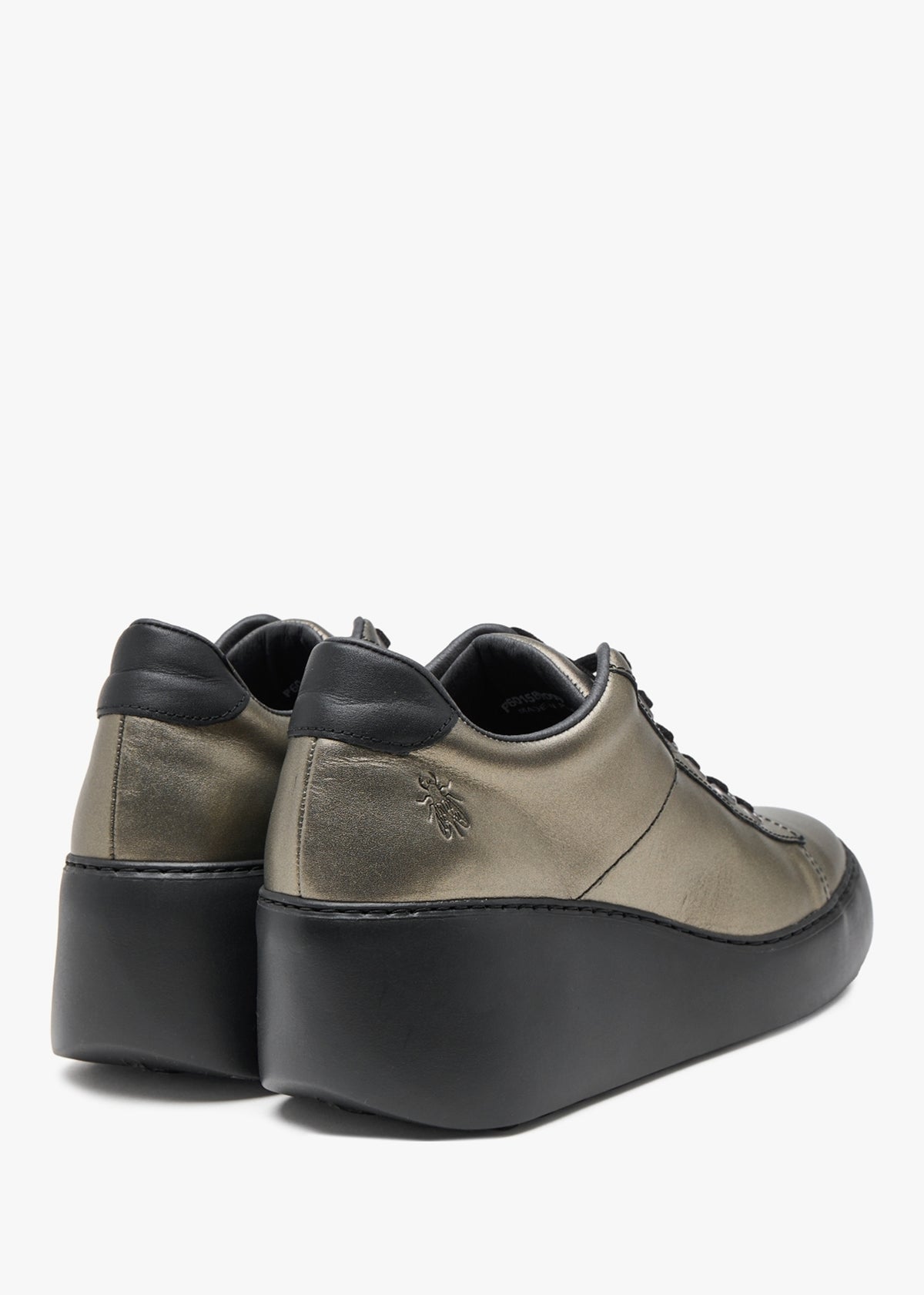 Delf Graphite Leather Wedge Trainers