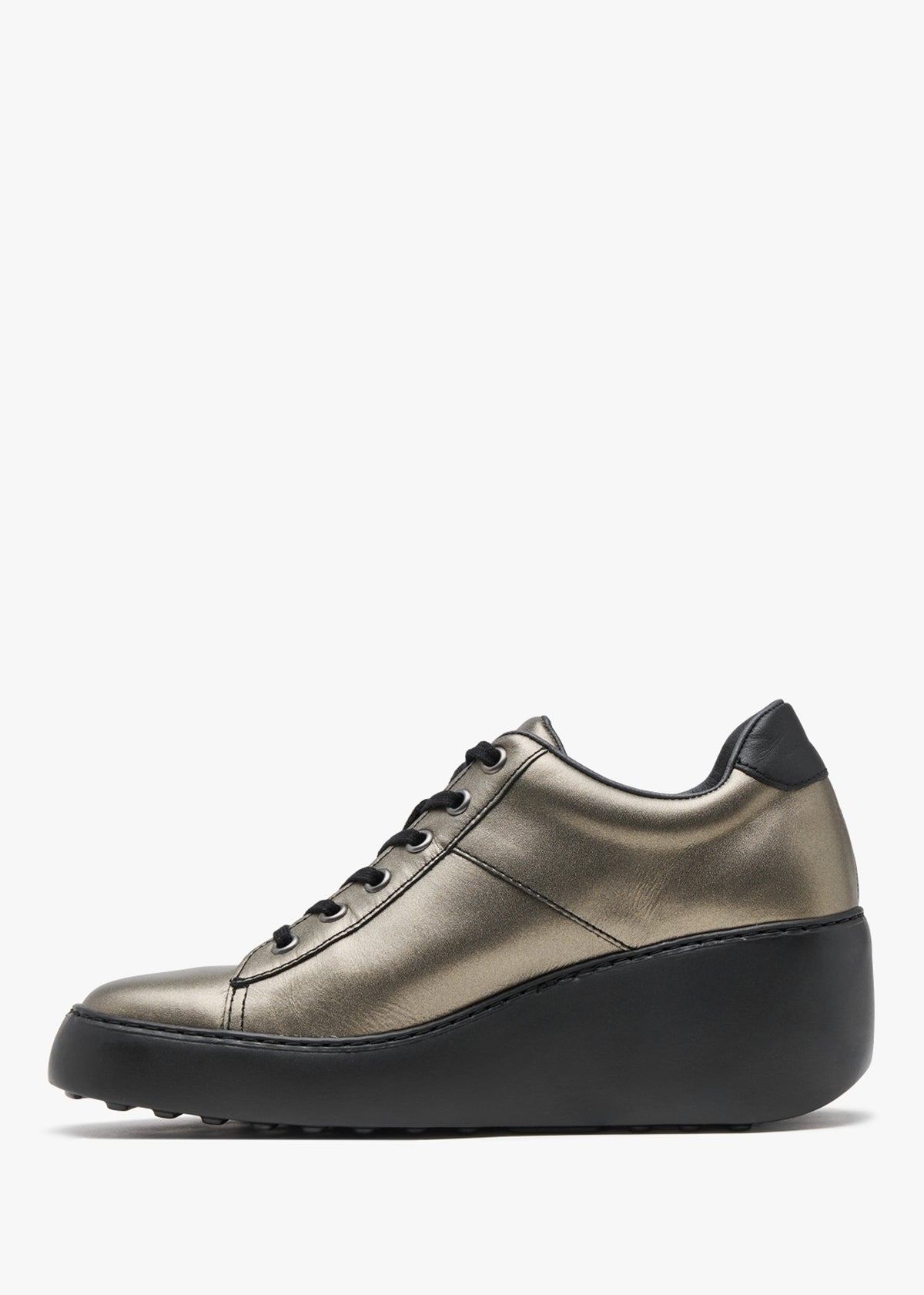 Delf Graphite Leather Wedge Trainers