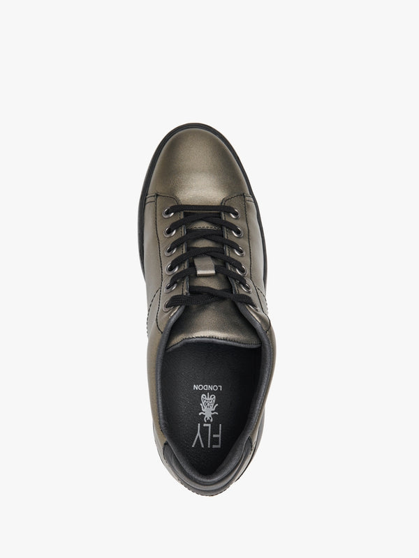 Delf Graphite Leather Wedge Trainers